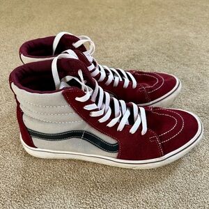 Vans Shoes | Vans Comfycush Sk8-Hi Tri-Tone Burgundy/Gray Size M 12